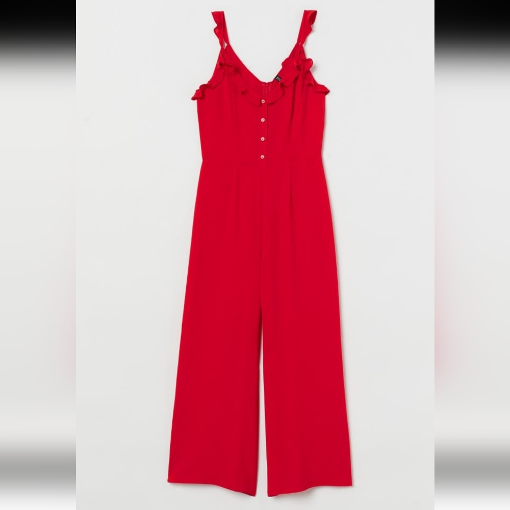 New H&M ruffle accent wide leg jumpsuit